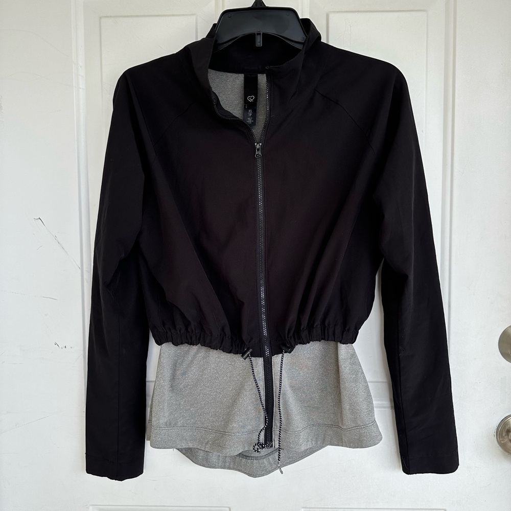 Athletic Track Jacket Layered Full Zip Drawstring Waist size XS